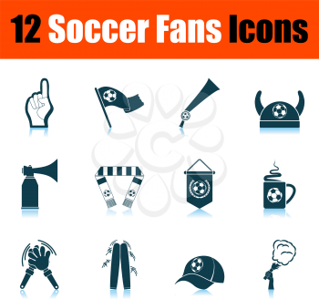 Soccer Fans Icon Set. Shadow Reflection Design. Vector Illustration.