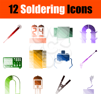 Soldering Icon Set. Flat Color Ladder Design. Vector Illustration.