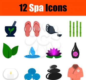 Spa Icon Set. Flat Design. Fully editable vector illustration. Text expanded.