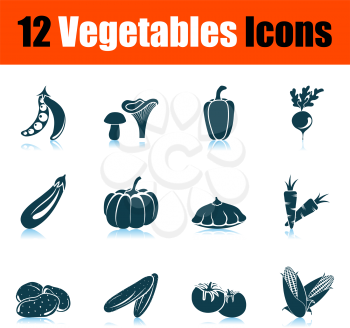 Vegetables Icon Set. Shadow Reflection Design. Vector Illustration.