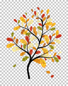 Falling maple leaves with transparency grid on back. Vector Illustration.