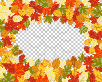 Falling maple leaves with transparency grid on back. Vector Illustration.
