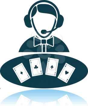 Casino Dealer Icon. Shadow Reflection Design. Vector Illustration.