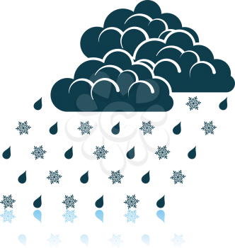 Rain With Snow Icon. Shadow Reflection Design. Vector Illustration.