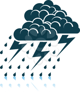 Thunderstorm Icon. Shadow Reflection Design. Vector Illustration.