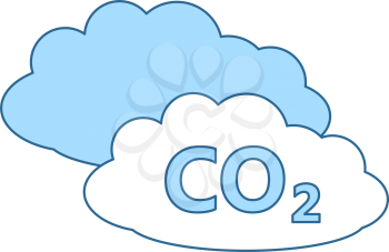 CO 2 Cloud Icon. Thin Line With Blue Fill Design. Vector Illustration.