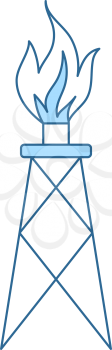 Gas Tower Icon. Thin Line With Blue Fill Design. Vector Illustration.