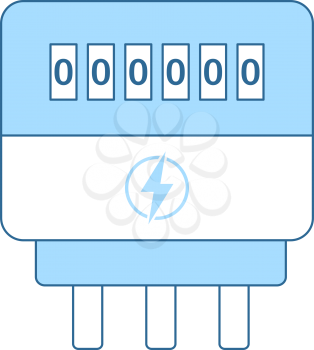 Electric Meter Icon. Thin Line With Blue Fill Design. Vector Illustration.