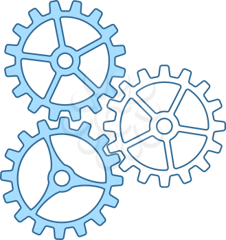 Gear Icon. Thin Line With Blue Fill Design. Vector Illustration.