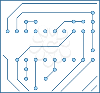 Circuit Board Icon. Thin Line With Blue Fill Design. Vector Illustration.