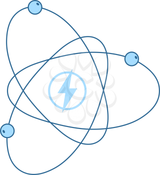 Atom Energy Icon. Thin Line With Blue Fill Design. Vector Illustration.