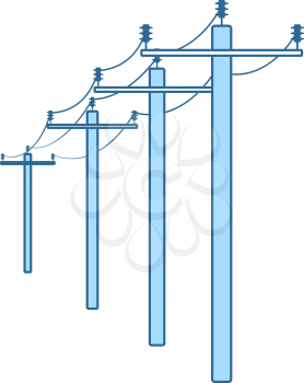 High Voltage Line Icon. Thin Line With Blue Fill Design. Vector Illustration.