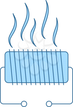 Electrical Heater Icon. Thin Line With Blue Fill Design. Vector Illustration.
