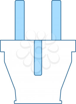 Electrical Plug Icon. Thin Line With Blue Fill Design. Vector Illustration.