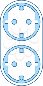 AC Splitter Icon. Thin Line With Blue Fill Design. Vector Illustration.