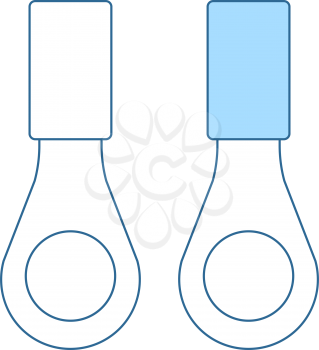 Connection Terminal Ring Icon. Thin Line With Blue Fill Design. Vector Illustration.