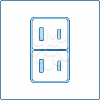 Japan Electrical Socket Icon. Thin Line With Blue Fill Design. Vector Illustration.