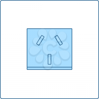 China Electrical Socket Icon. Thin Line With Blue Fill Design. Vector Illustration.