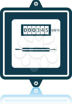 Electric Meter Icon. Shadow Reflection Design. Vector Illustration.