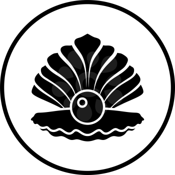Open Seashell Icon. Thin Circle Stencil Design. Vector Illustration.