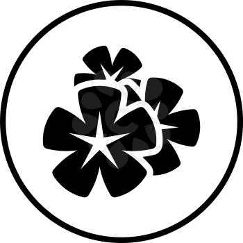 Frangipani Flower Icon. Thin Circle Stencil Design. Vector Illustration.