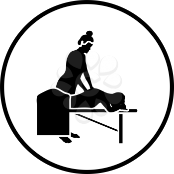 Woman Massage Icon. Thin Circle Stencil Design. Vector Illustration.