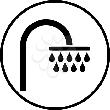 Shower Icon. Thin Circle Stencil Design. Vector Illustration.