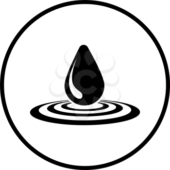 Water Drop Icon. Thin Circle Stencil Design. Vector Illustration.