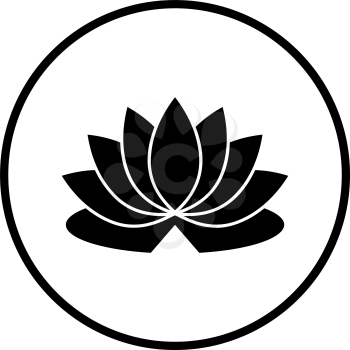 Lotus Flower Icon. Thin Circle Stencil Design. Vector Illustration.
