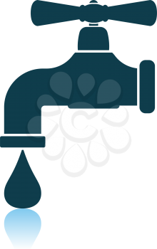 Icon Of Pipe With Valve. Shadow Reflection Design. Vector Illustration.