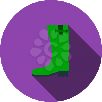 Rubber Boot Icon. Flat Circle Stencil Design With Long Shadow. Vector Illustration.