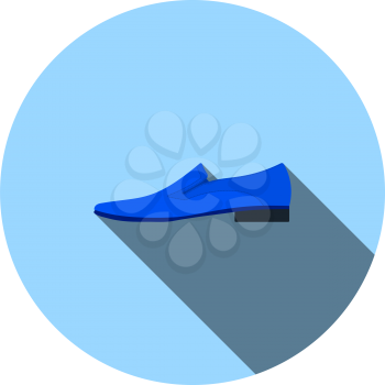 Man Shoe Icon. Flat Circle Stencil Design With Long Shadow. Vector Illustration.