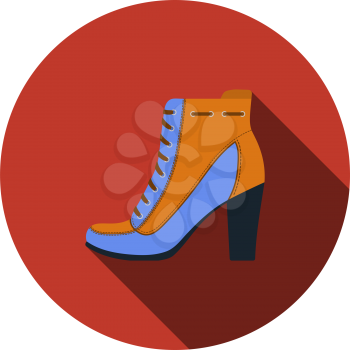 Ankle Boot Icon. Flat Circle Stencil Design With Long Shadow. Vector Illustration.
