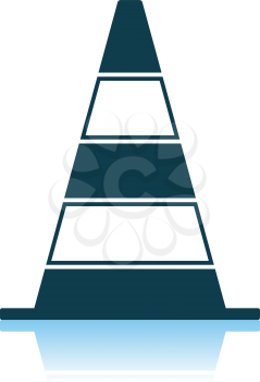 Icon Of Traffic Cone. Shadow Reflection Design. Vector Illustration.