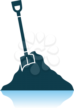 Icon Of Construction Shovel And Sand. Shadow Reflection Design. Vector Illustration.