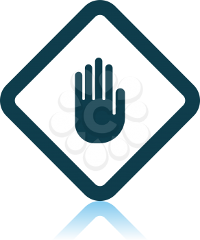 Icon Of Warning Hand. Shadow Reflection Design. Vector Illustration.