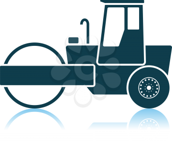 Icon Of Road Roller. Shadow Reflection Design. Vector Illustration.