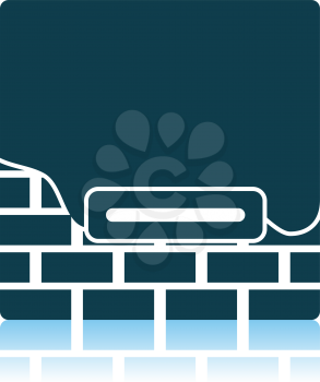 Icon Of Plastered Brick Wall. Shadow Reflection Design. Vector Illustration.