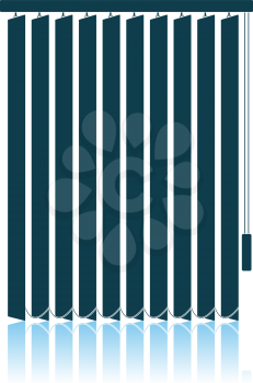 Office Vertical Blinds Icon. Shadow Reflection Design. Vector Illustration.