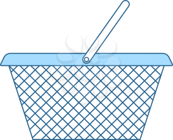 Shopping Basket Icon. Thin Line With Blue Fill Design. Vector Illustration.