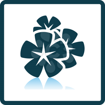 Frangipani Flower Icon. Square Shadow Reflection Design. Vector Illustration.