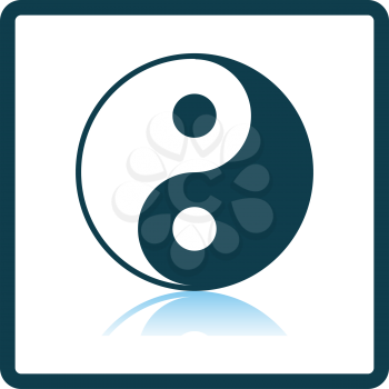 Yin And Yang Icon. Square Shadow Reflection Design. Vector Illustration.