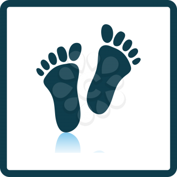 Foot Print Icon. Square Shadow Reflection Design. Vector Illustration.