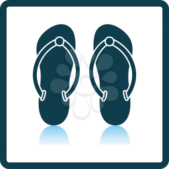 Spa Slippers Icon. Square Shadow Reflection Design. Vector Illustration.