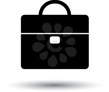 Briefcase Icon. Black on White Background With Shadow. Vector Illustration.