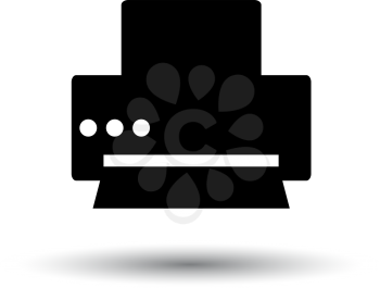 Printer Icon. Black on White Background With Shadow. Vector Illustration.