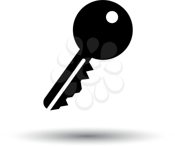 Key Icon. Black on White Background With Shadow. Vector Illustration.