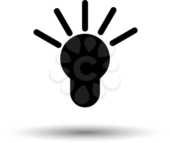 Idea Lamp Icon. Black on White Background With Shadow. Vector Illustration.