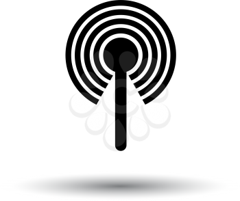 Radio Antenna Icon. Black on White Background With Shadow. Vector Illustration.