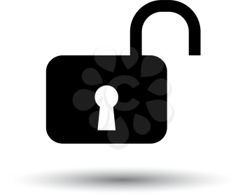 Unlock Icon. Black on White Background With Shadow. Vector Illustration.